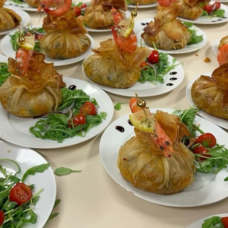Aumônières feuilletées à la crevette pour buffet traiteur au Festif