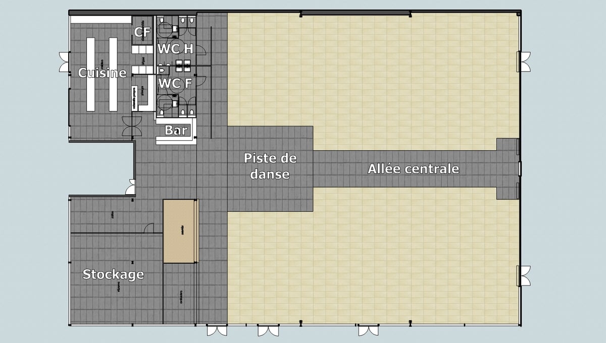 Plan de salle vide pour événement modulable à Chambly